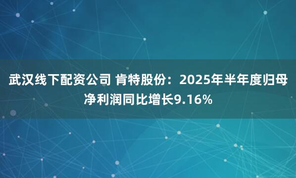 武汉线下配资公司 肯特股份：2025年半年度归母净利润同比增长9.16%